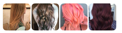 Discover four stunning hairstyles: straight light brown, wavy brown with highlights, wavy pastel pink, and wavy deep burgundy. Each look is crafted with precision by the best color salon in Dallas, featuring exquisite hand-tied extensions for a flawless finish.